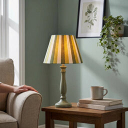 Happy Homewares Multi Green Tone Striped Linen Coolie Lamp Shade With Cotton Inner - thumbnail 6