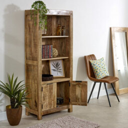 Buttercup Farm Surrey Bookcase With Doors - Solid Mango Wood - L40 X W70 X H165 Cm - thumbnail 6