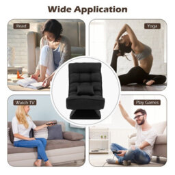 Costway Folding Floor Gaming Chair Swivel Lazy Padded Lounge Chair 4-Position Adjustable - thumbnail 8