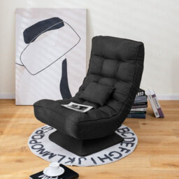 Costway Folding Floor Gaming Chair Swivel Lazy Padded Lounge Chair 4-Position Adjustable - thumbnail 3