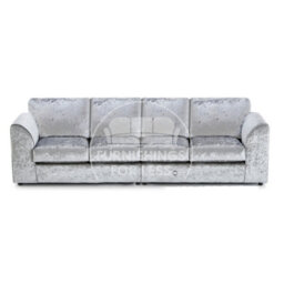 Furnishings For Less UK Crystal Crushed Velvet Fabric Long 4 Seater Sofa  Silver - Full Back - thumbnail 1