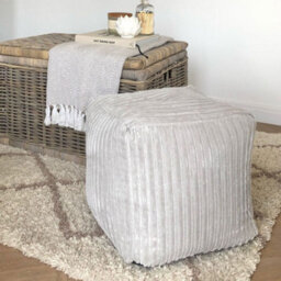 rucomfy Beanbags Rucomfy Indoor Jumbo Cord Bean Bag Footstool - Platinum Cube Pouffe - thumbnail 1