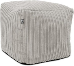 rucomfy Beanbags Rucomfy Indoor Jumbo Cord Bean Bag Footstool - Platinum Cube Pouffe - thumbnail 2