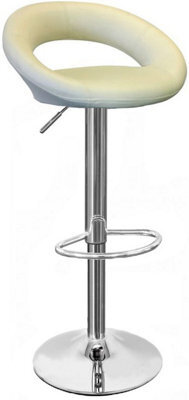 Lamboro Sorrento Kitchen Bar Stool, Chrome Footrest, Height Adjustable Swivel Gas Lift, Home Bar & Breakfast Faux-Leather Barstool, Cream - image 1