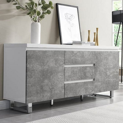 Furniture in Fashion Sydney High Gloss Sideboard In White And Concrete Effect - image 1
