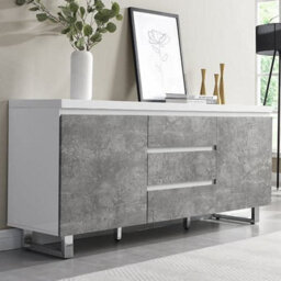 Furniture in Fashion Sydney High Gloss Sideboard In White And Concrete Effect - thumbnail 1