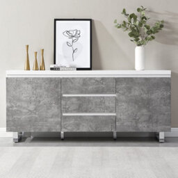 Furniture in Fashion Sydney High Gloss Sideboard In White And Concrete Effect - thumbnail 2