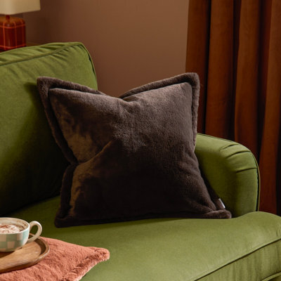 furn. Furn Kallu Faux Fur Polyester Filled Cushion, Chocolate, 45 X 45Cm - image 1
