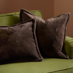 furn. Furn Kallu Faux Fur Polyester Filled Cushion, Chocolate, 45 X 45Cm - thumbnail 5