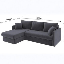 Orea Modern L Shape Sofa Bed With 2 Storage Compartments Reversible Fabric Corner Settee Sleep Function 227X150Cm Cream Right - thumbnail 6