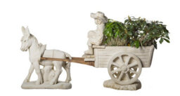 White Stone Cast Donkey And Cart With Children - thumbnail 8