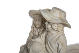 White Stone Cast Donkey And Cart With Children - thumbnail 9