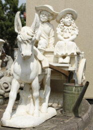 White Stone Cast Donkey And Cart With Children - thumbnail 4