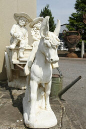 White Stone Cast Donkey And Cart With Children - thumbnail 5