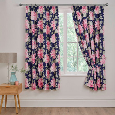 Dreams & Drapes Kirsten Pair Of Pink Pencil Pleat Curtains With Tie-Backs - image 1