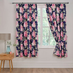 Dreams & Drapes Kirsten Pair Of Pink Pencil Pleat Curtains With Tie-Backs - thumbnail 1
