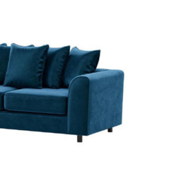 Furnishings For Less UK Brooklyn Plush Velvet Fabric 3 Seater Sofa Foam Blue - thumbnail 3