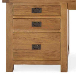 Zelah Oak Large Computer Desk With Drawers & Cupboard - By Roseland Furniture - thumbnail 8