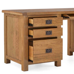 Zelah Oak Large Computer Desk With Drawers & Cupboard - By Roseland Furniture - thumbnail 9