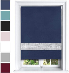 Lister Cartwright Diamante Roller Blinds For Windows - 180 X 165 Cm - Easy To Fit Child Safety Included - Navy