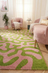 The Rugs Joli Green And Pink Abstract Doodle Rug Soft Dense Pile Easy To Clean And Pet Friendly For Living Rooms And Bedrooms - thumbnail 4