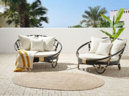 Beliani Set Of 2 Garden Daybeds Rossano Rattan Black - thumbnail 2
