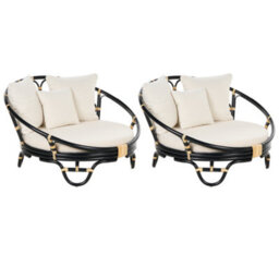 Beliani Set Of 2 Garden Daybeds Rossano Rattan Black - thumbnail 1