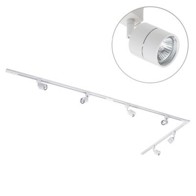 Litecraft Soho White 6 Head 3M Long L Shape Kitchen Track Light With Led Bulbs - image 1