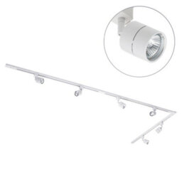 Litecraft Soho White 6 Head 3M Long L Shape Kitchen Track Light With Led Bulbs - thumbnail 1