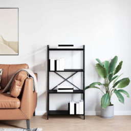 Berkfield Modern Bookcase Black Oak 60 X 30 X 118 Cm Engineered Wood - thumbnail 4