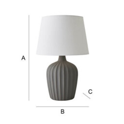 Valuelights Serena Natural Tapered Linen Lamp Shade Ribbed Ceramic Grey Table Lamp With Bulb - thumbnail 6