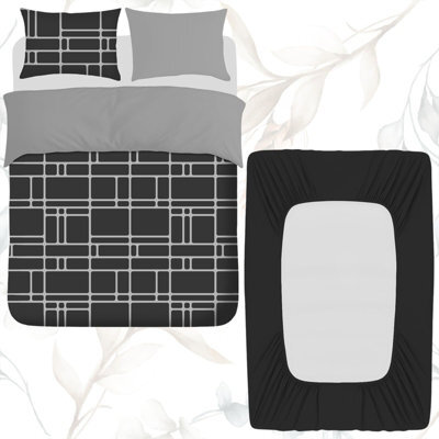 Lazzaro Double Brushed Microfiber Duvet Cover Set Reversible Design With Matching Fitted Sheet - image 1