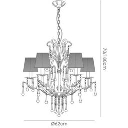 Luminosa Lighting Luminosa Flur Pendant Round 5 Light E14 White French Gold - thumbnail 4