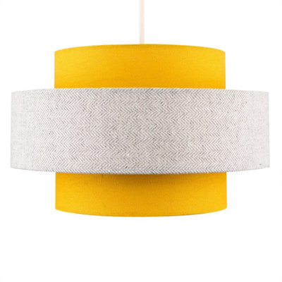Valuelights Weaver Mustard/grey Herringbone Ceiling Lamp Shade - image 1