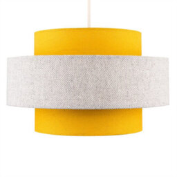 Valuelights Weaver Mustard/grey Herringbone Ceiling Lamp Shade - thumbnail 1
