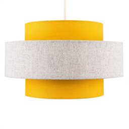 Valuelights Weaver Mustard/grey Herringbone Ceiling Lamp Shade - thumbnail 7