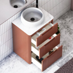 Royal Bathrooms Avenza 600mm Terracotta Clay Floor Standing Countertop Bathroom Vanity Unit 3 Drawer With Milan Basin - thumbnail 5