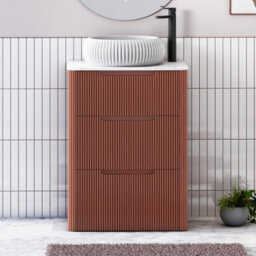 Royal Bathrooms Avenza 600mm Terracotta Clay Floor Standing Countertop Bathroom Vanity Unit 3 Drawer With Milan Basin - thumbnail 1