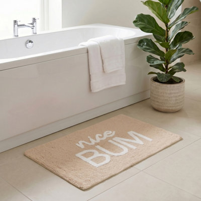 Allure Bath Fashions Nice Bum Slogan Bath Mat Non Slip Fun Bathroom Rug (Beige/white) - image 1