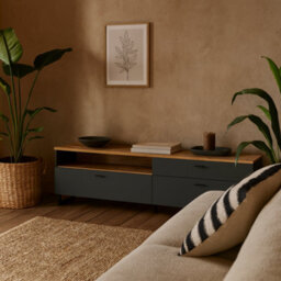 Wyld Haus Stockholm 205Cm Grey And Oak Tv Unit 2 Doors 1 Drawer - thumbnail 1