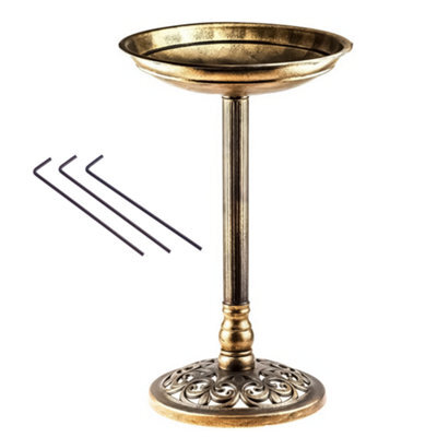 Crystals Bird Bath Traditonal Garden Outdoor Water Bowl Ornamental Feeder Table Stand, Bronze - image 1