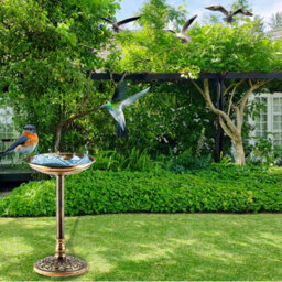 Crystals Bird Bath Traditonal Garden Outdoor Water Bowl Ornamental Feeder Table Stand, Bronze - thumbnail 4