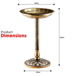 Crystals Bird Bath Traditonal Garden Outdoor Water Bowl Ornamental Feeder Table Stand, Bronze - thumbnail 2