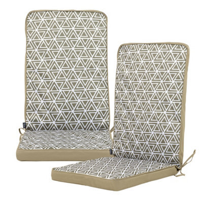 icon Outdoor High Back Seat Cushion Set Of 2 Olive Green Geometric - image 1
