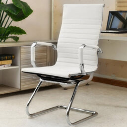 Darphe White Pu Leather Office Chair Cantilever Frame 50X50X98Cm For Home Office - thumbnail 3