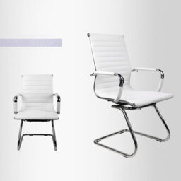 Darphe White Pu Leather Office Chair Cantilever Frame 50X50X98Cm For Home Office - thumbnail 5