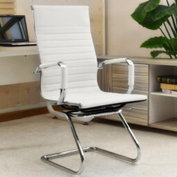 Darphe White Pu Leather Office Chair Cantilever Frame 50X50X98Cm For Home Office - thumbnail 1