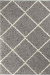 The Rugs Moroccan Shaggy Rugs And Runners Soft Fluffy Diamond Design High Pile Grey And Ivory Living Room Kitchen Hallway 510 - thumbnail 2