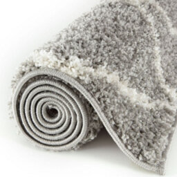 The Rugs Moroccan Shaggy Rugs And Runners Soft Fluffy Diamond Design High Pile Grey And Ivory Living Room Kitchen Hallway 510 - thumbnail 5