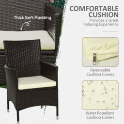 Wyld Haus Dodone Set Of 2 Metal And Pe Rattan Outdoor Dining Armchairs With 5Cm Cushions, Deep Coffee And White - thumbnail 5